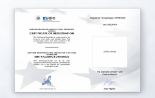EUIPO certificate of registration for the Astro Chess trade mark